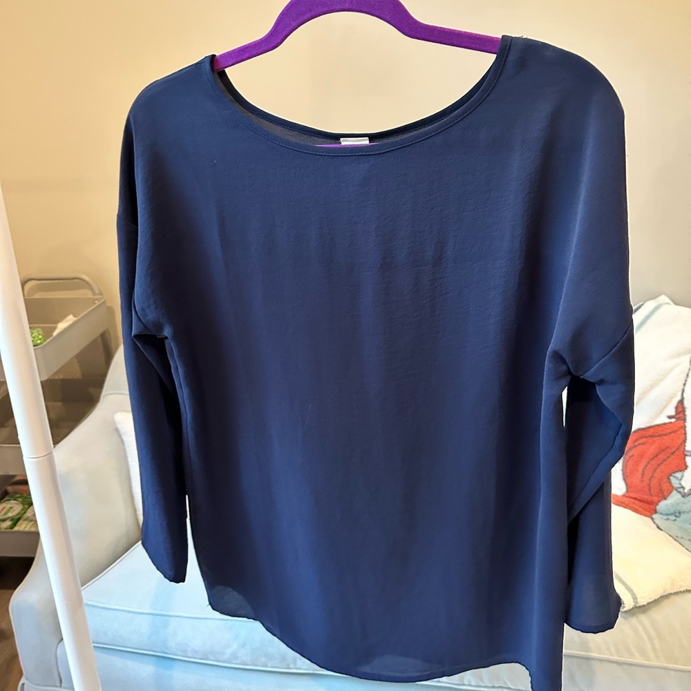LAWLESS Blue Relaxed 3/4 Sleeve Blouse